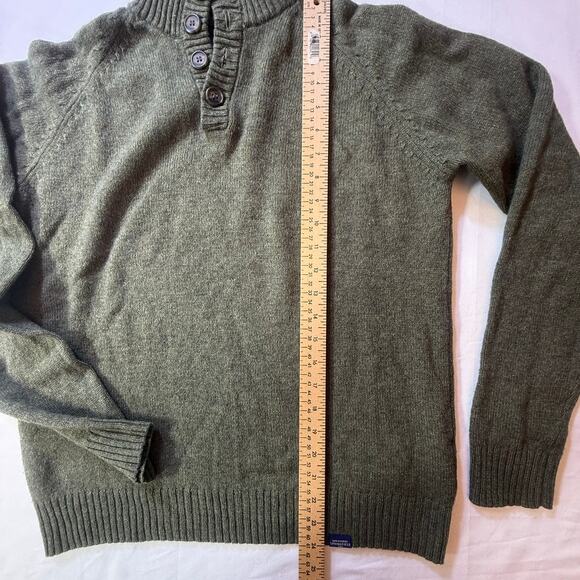 Springfield Original Lambswool Sweater Olive Green Mock Neck Button Pullover M3 - Picture 9 of 12